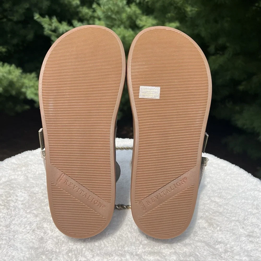 Revitalign Remi Wedge Sandal Tan Womens 8.5 Orthotic Adjustable Knit Platform